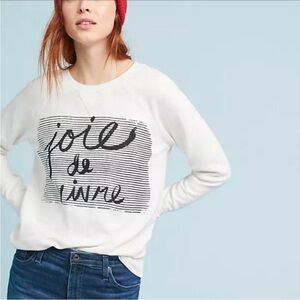 ANTHROPOLOGIE Sol Angeles Creamy White Sweatshirt with Graphic Print Size M
